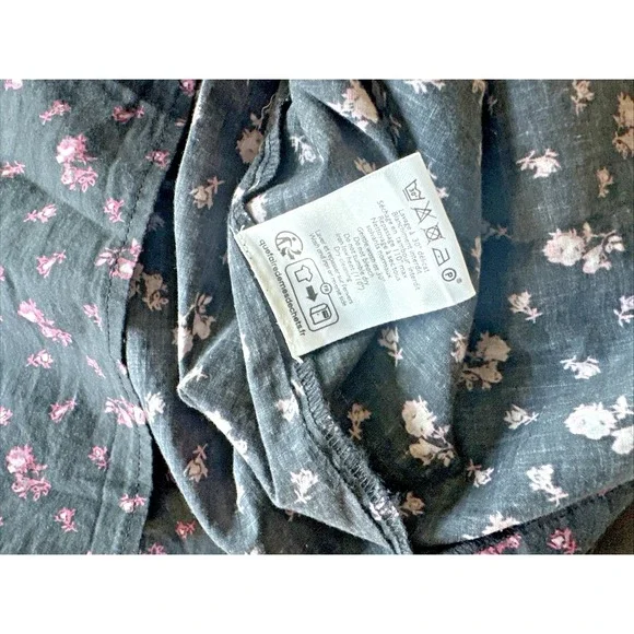 Sezane Women Size 42/US 10 Milou Shirt Maxi Floral Patchwork Black Blouse - Picture 11 of 12